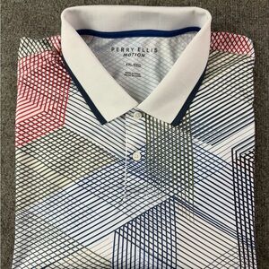 Perry Ellis Motion Mens Short Sleeve Performance Polo Shirt Size XXL Multicolor